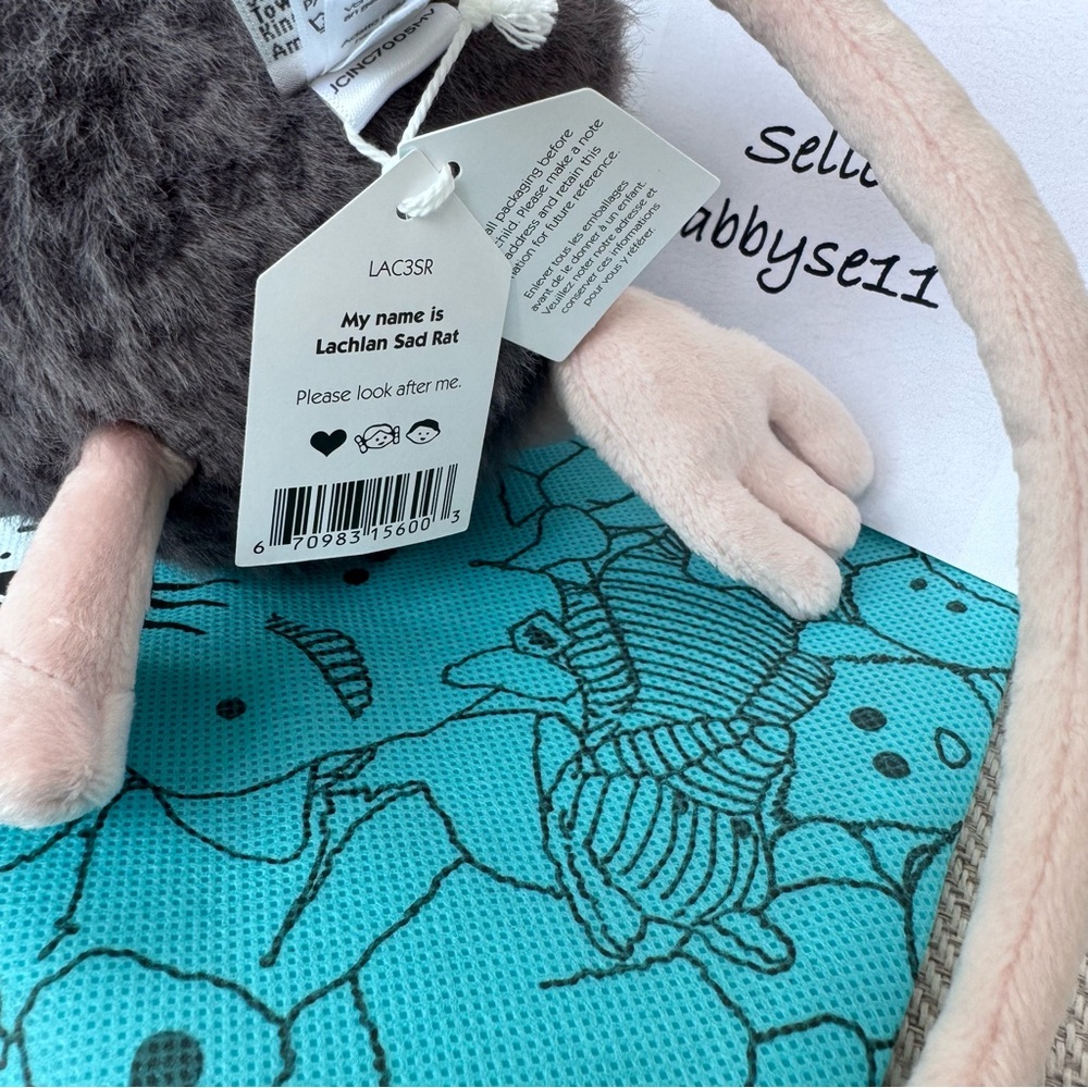 Jellycat Lachlan Sad Rat - Authentic - Brand New With Tags - Fast Ship - Picture 5 of 5